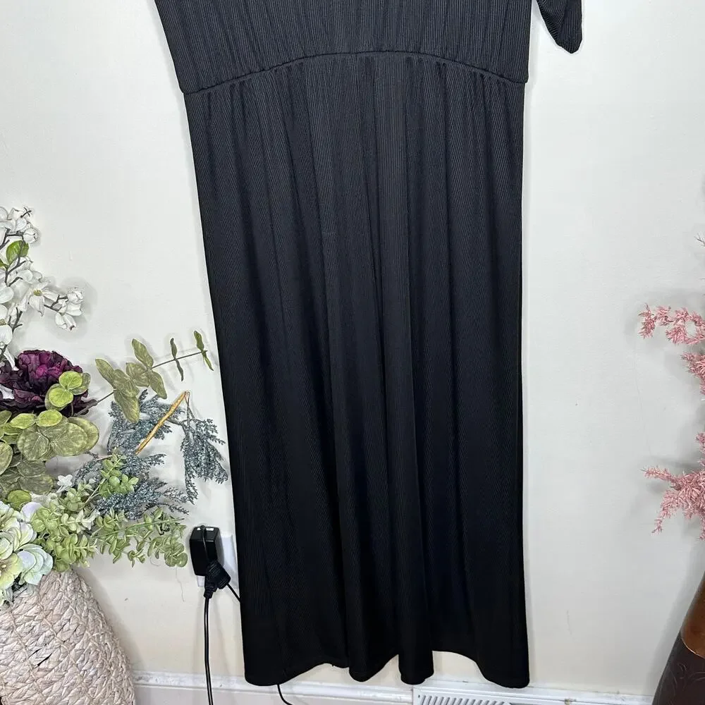 NSR Chloe Ruched Maxi Dress Black {3H52}